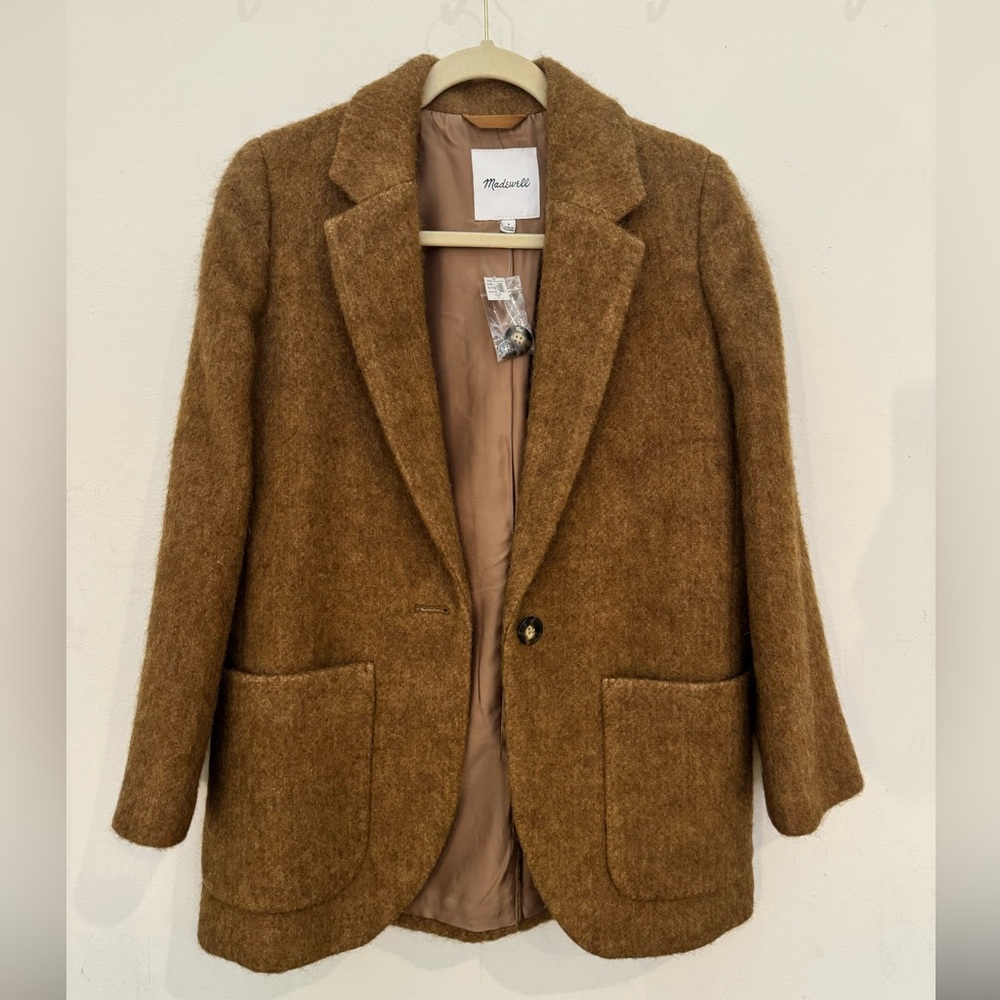 Madewell Boucle Larsen Blazer Toffee Wool Blend, Size Small, NWT